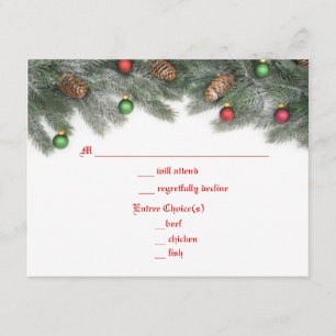 Pine Ornament Christmas Wedding Response Cards