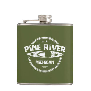 Pine River Michigan Kayaking Hip Flask