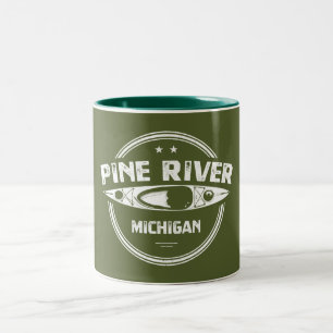Pine River Michigan Kayaking Two-Tone Coffee Mug