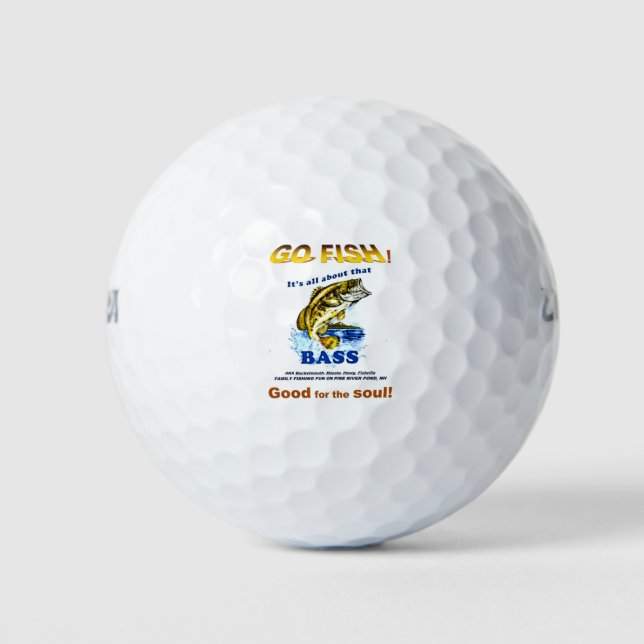 Pine River Pond NH - GO FISH Golf Balls (Front)