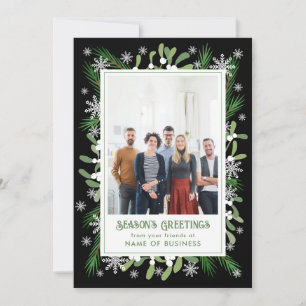Pine Snowflakes Business Photo Season's Greetings Holiday Card