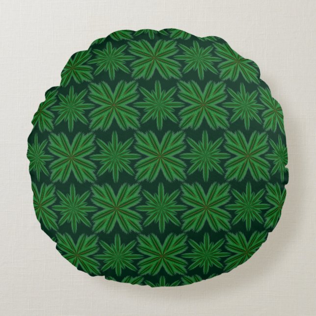 Pine Snowflakes Forest Round Pillow (Front)