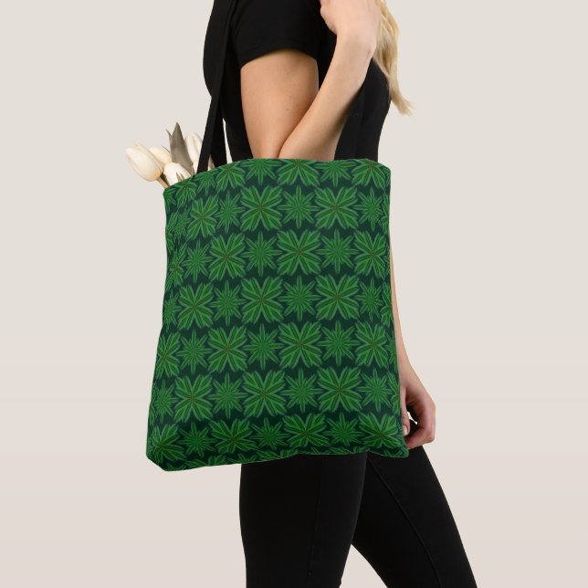 Pine Snowflakes Forest Shoulder Tote (2 Sizes) Bag (Close Up)