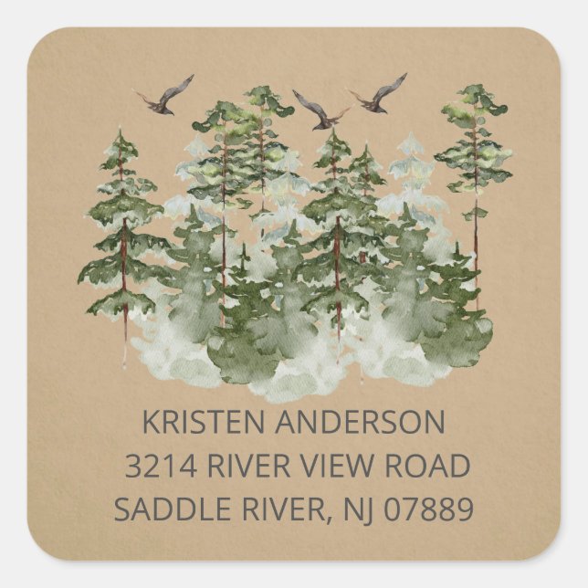 Pine Spruce Trees | New Home Address Label Sticker (Front)