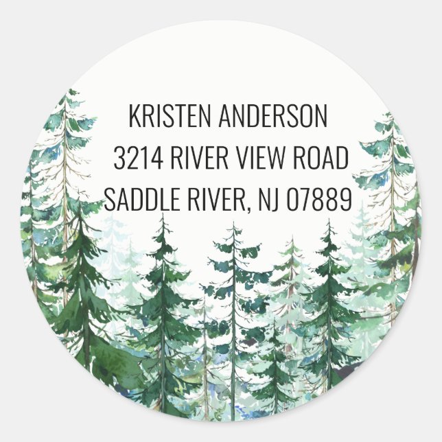 Pine Spruce Trees | New Home Address Label Sticker (Front)
