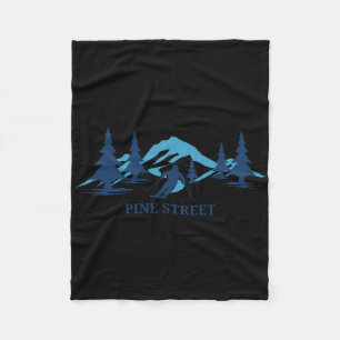 Pine Street Idaho Ski Resort Skiing Skier Fleece Blanket