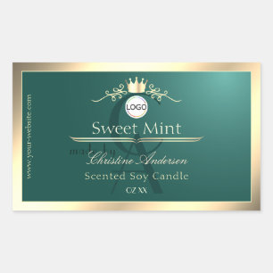 Pine Teal Product Label Gold Frame Logo Monogram