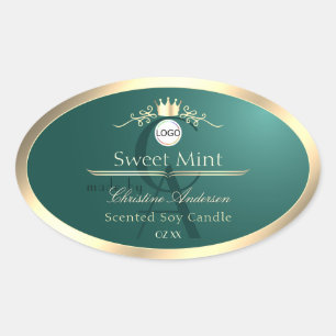 Pine Teal Product Label Gold Frame Logo Monogram