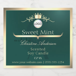 Pine Teal Product Label Gold Frame Logo Monogram