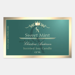 Pine Teal Product Label with Gold Frame Monogram