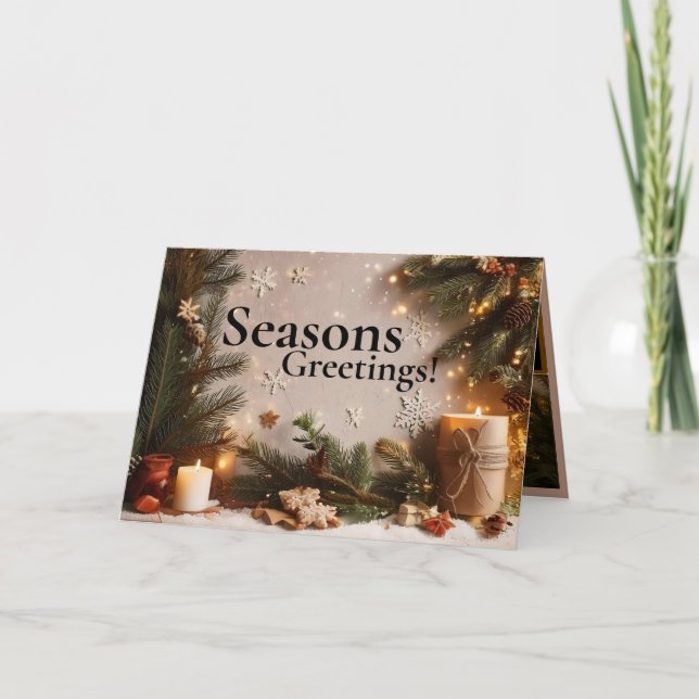 Pine Tree 5 Image Holiday Card (Front)