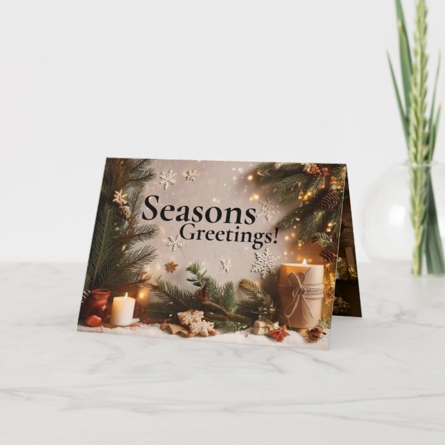 Pine Tree 5 Image Holiday Card (Front)