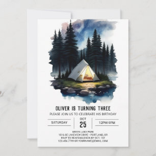 Pine Tree Adventure Awaits Birthday Invitation