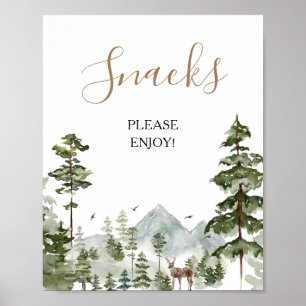 Pine Tree Adventure Awaits Couple Shower Snacks Poster