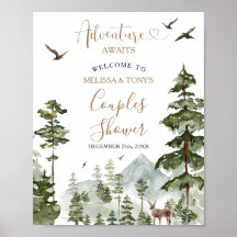 Pine Tree Adventure Awaits Couple Shower Welcome