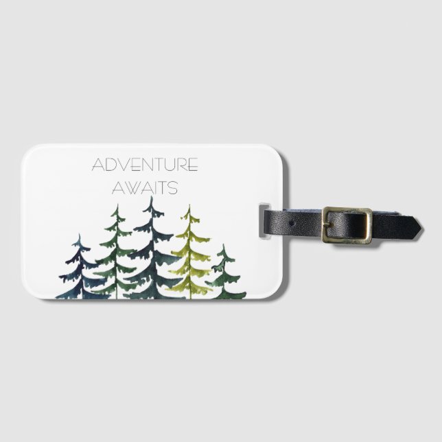 Pine Tree | Adventure Awaits     Luggage Tag (Front Horizontal)
