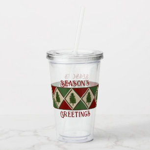 Pine Tree and Harlequin Acrylic Tumbler