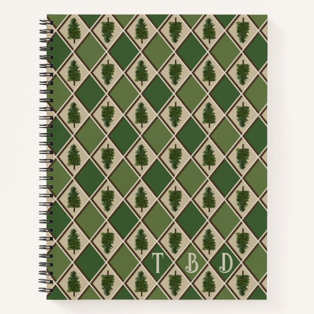 Pine Tree and Harlequin Notebook Journal (Front)