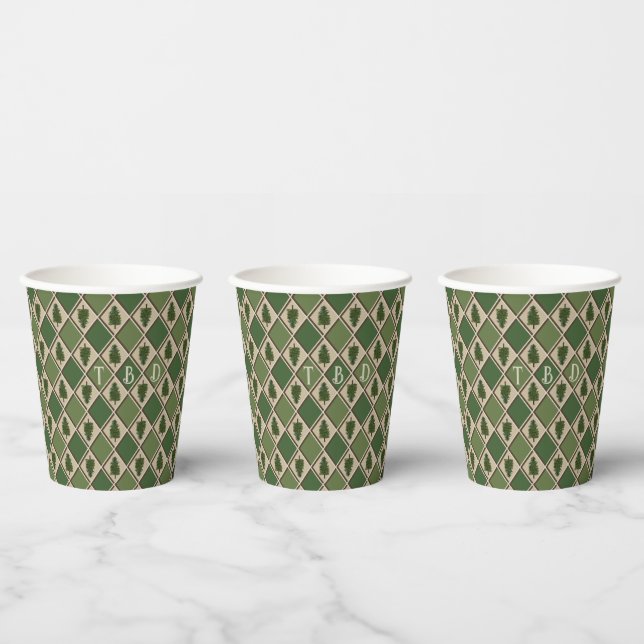 Pine Tree and Harlequin Paper Cups (Multi)