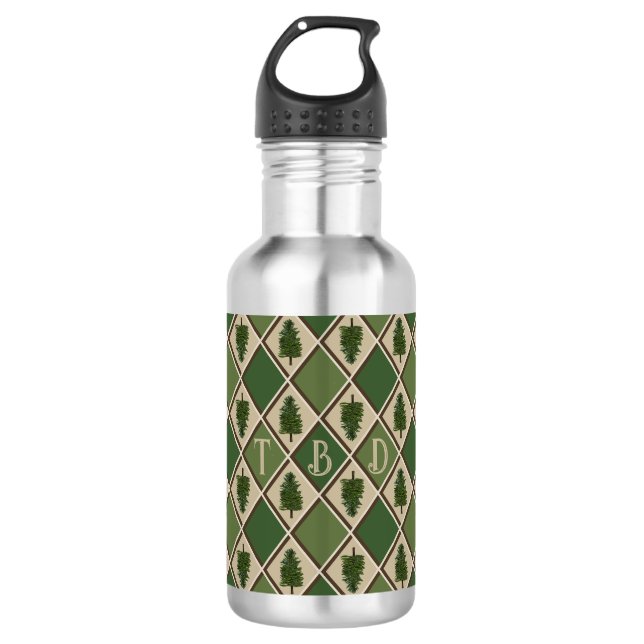 Pine Tree and Harlequin Water Bottle (Front)