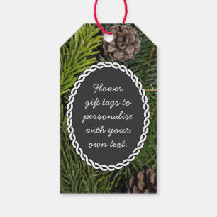Pine Tree and Pinecones Custom Christmas Gift Tags
