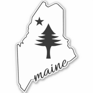 Pine tree and star 1901 flag map of Maine State