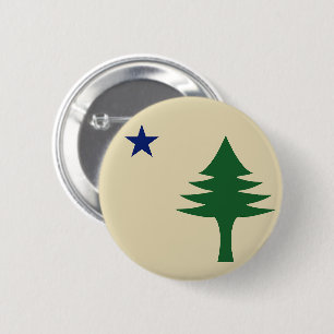 Pine tree and star 1901 flag of Maine State 6 Cm Round Badge