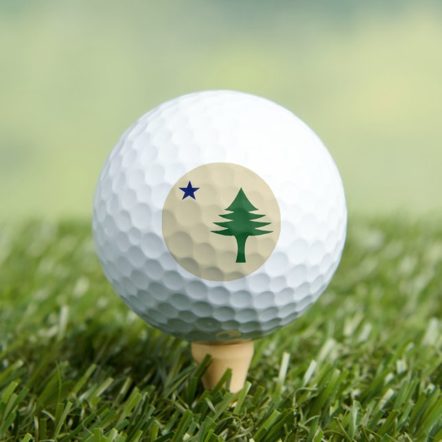 Pine tree and star 1901 flag of Maine State Golf Balls (Insitu Tee)
