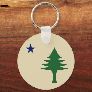 Pine tree and star 1901 flag of Maine State Key Ring