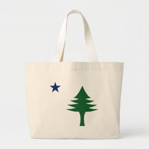 Pine tree and star 1901 flag of Maine State Large Tote Bag
