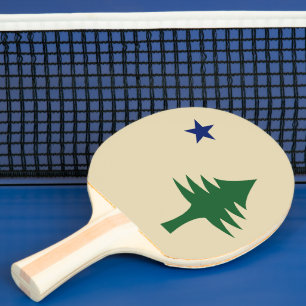 Pine tree and star 1901 flag of Maine State Ping Pong Paddle