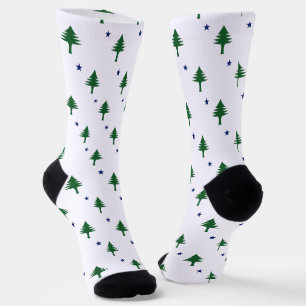 Pine tree and star 1901 flag of Maine State Socks