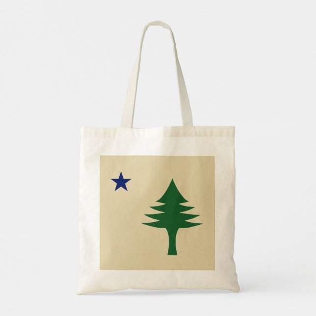 Pine tree and star 1901 flag of Maine State Tote Bag (Back)