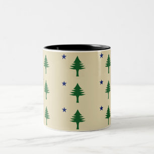 Pine tree and star 1901 flag of Maine State Two-Tone Coffee Mug