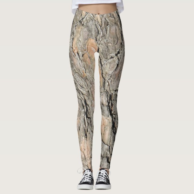 Pine Tree Bark Camouflage Leggings (Front)