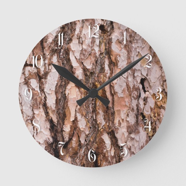 Pine tree bark texture round clock (Front)