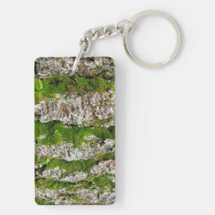 Pine Tree Bark With Moss Key Ring