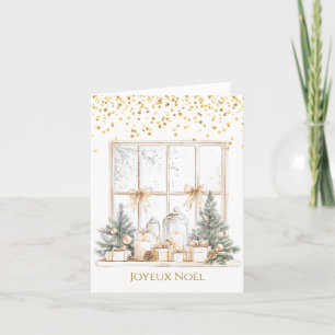 Pine Tree Baubles Candles French Christmas Holiday Card