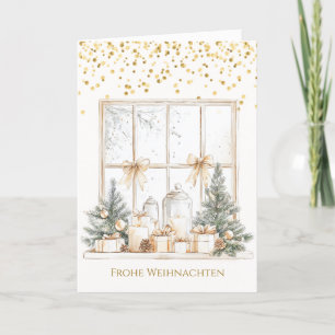 Pine Tree Baubles Candles German Christmas Holiday Card