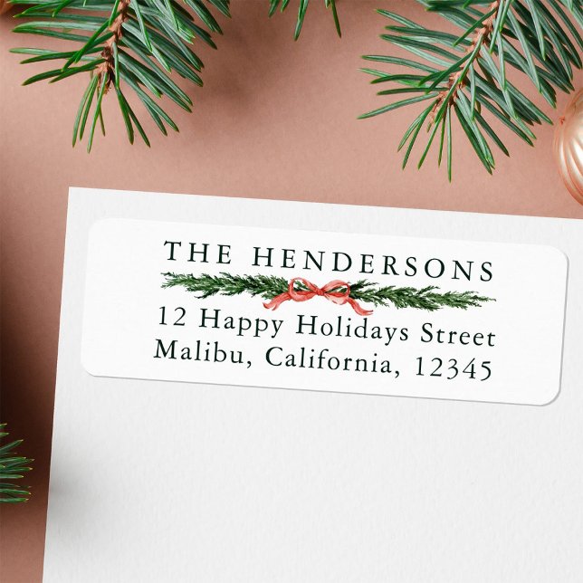 Pine Tree Border Christmas Return Address (Creator Uploaded)