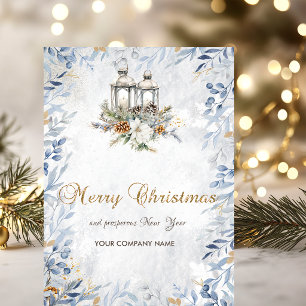 Pine Tree Branch Balls Candle Snowflakes Holiday C Card