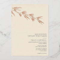 Pine Tree Branch Cream Wedding Foil Invitation