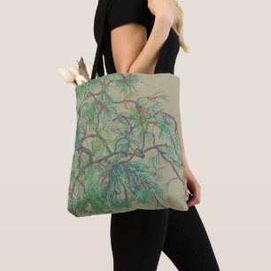 Pine-Tree Branch, Floral Art Northern Botany Green Tote Bag