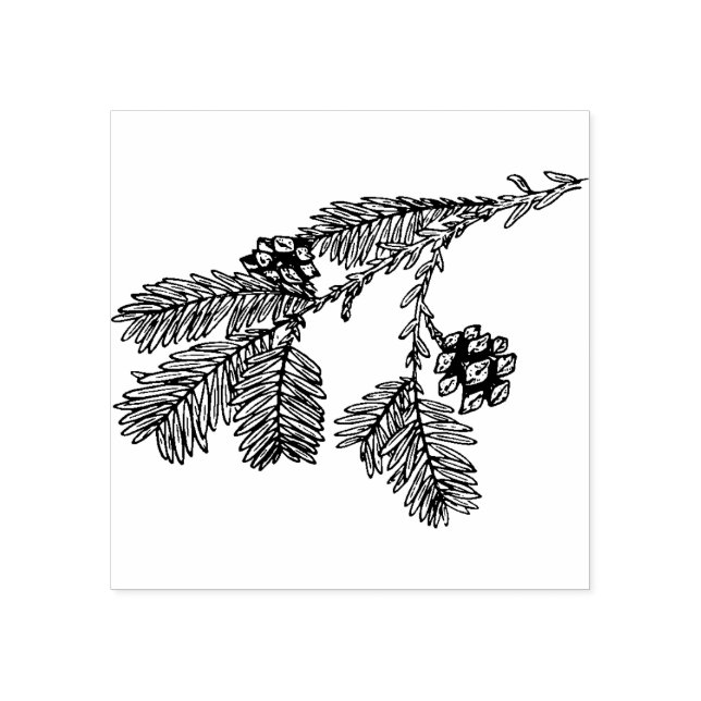 Pine Tree branch Rubber Stamp  (Imprint)
