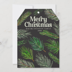 Pine tree branch typography modern christmas announcement