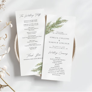 Pine Tree Branch Winter Wedding Program Menu