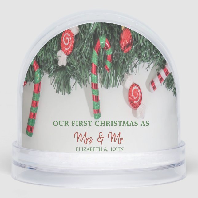 Pine Tree Branches Candy, Our First Christmas Snowglobe (Front)