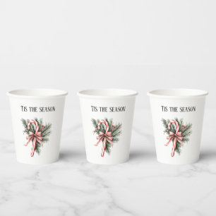 Pine Tree Candy Cane Red Christmas Paper Cups