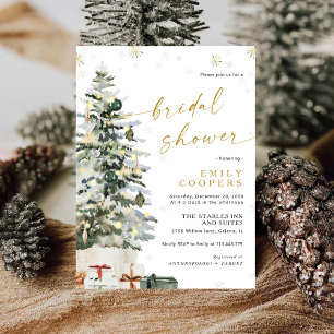 Pine Tree Christmas Bridal Shower Invitation