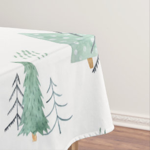 Pine Tree Christmas Green Watercolor Tablecloths